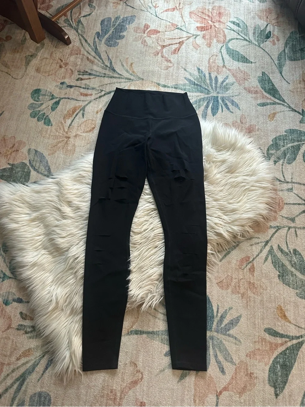 ALO Black Ripped Warrior Leggings